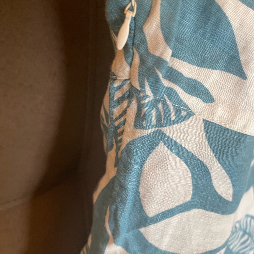BODEN Women's 100% Linen A-line dress with pockets Blue white Size 4 Vee Neck - Picture 8 of 14
